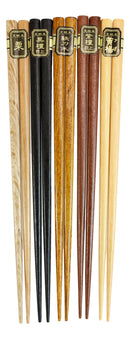 Reusable Bamboo Multi Tone Wooden Grain Colors Set of 5 Chopsticks Pairs In Box