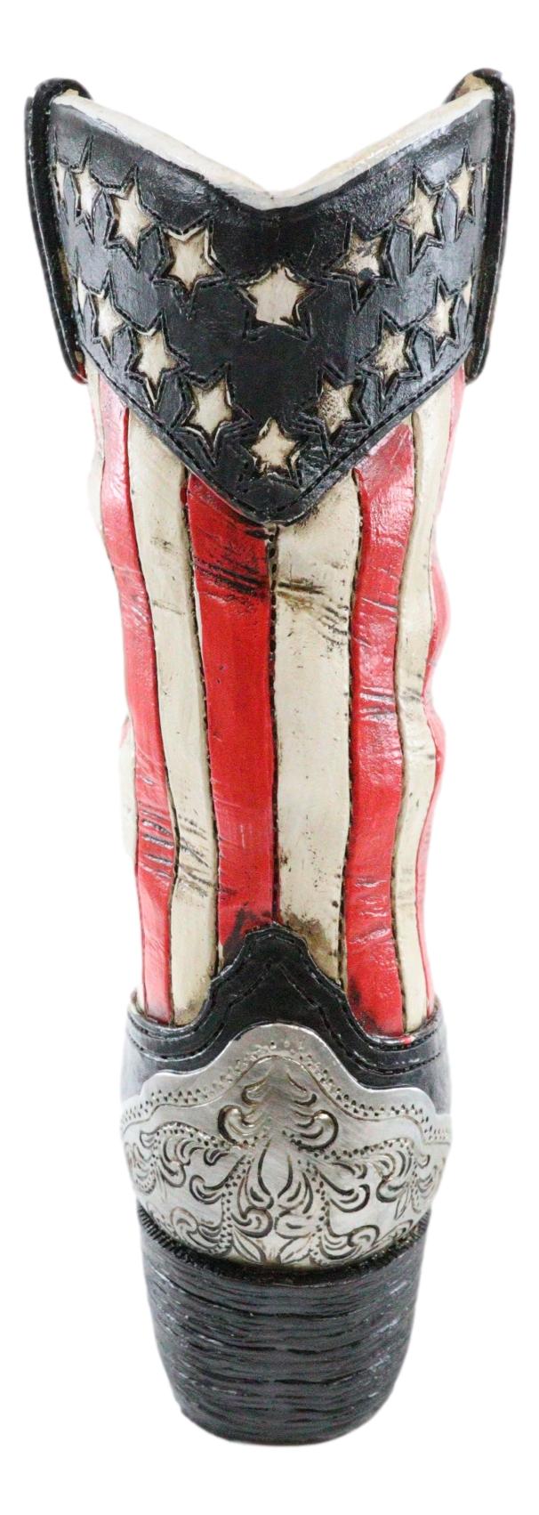 Rustic Western American Flag Old Faithful Patriotic Cowboy Boot Floral Vase