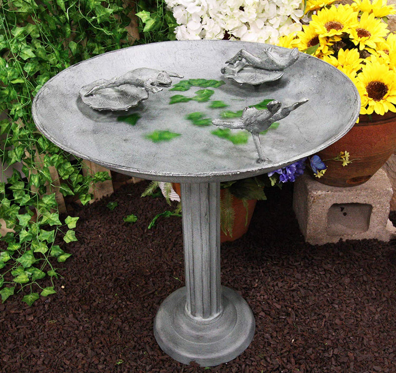 Ebros Gift 26" Tall Aluminum Metal Rustic Cozy Cottage Whimsical Trio Diving Frogs in Pond Plunge Party Garden Bird Feeder Or Bath Statue for Lawn Pool Patio Outdoors Decor Accent