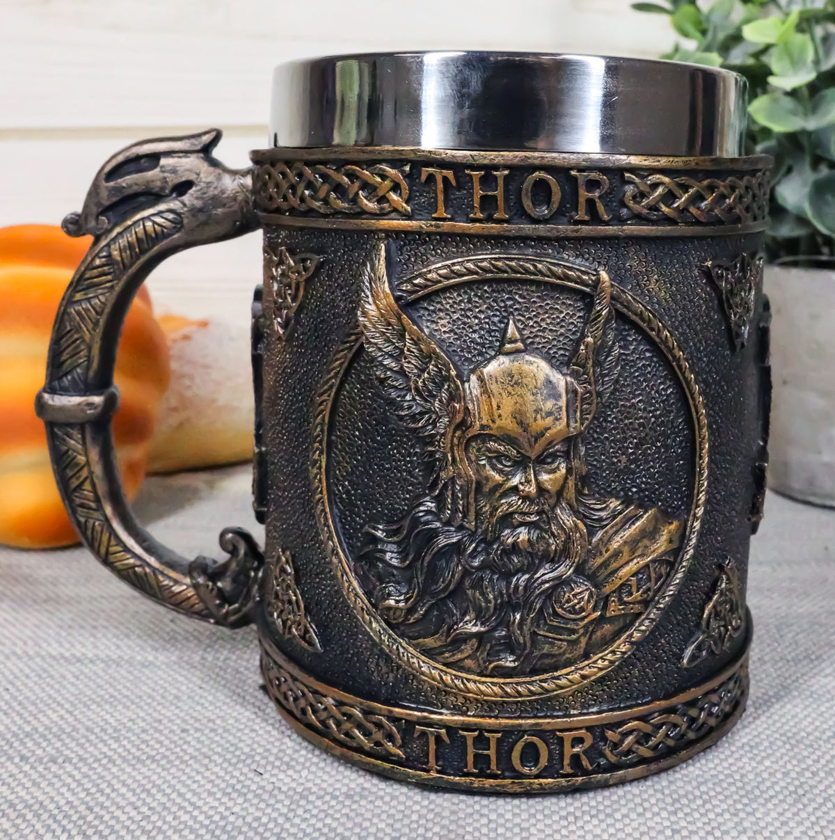 Ebros Norse Mythology Viking God Of Thunder Thor Coffee Mug Resin Drink Cup Tankard