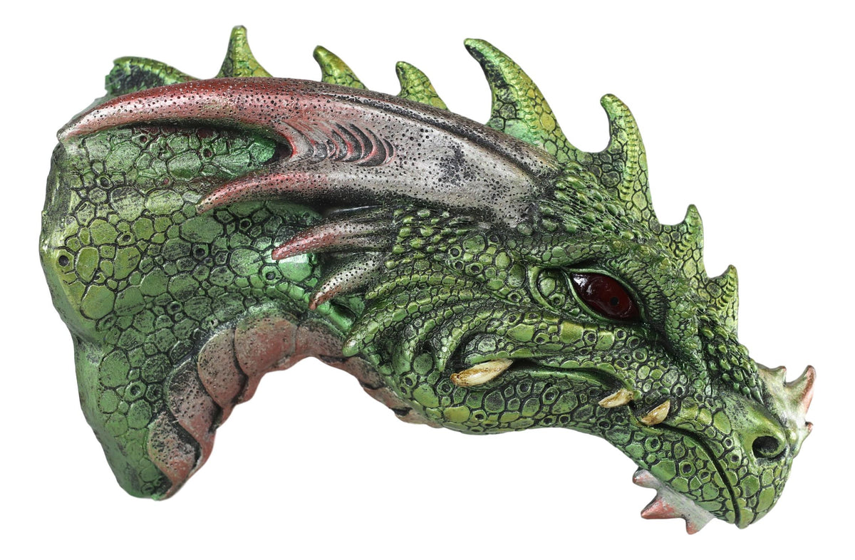 Ebros Medieval Castle Dungeon Chained Green Pagoda Dragon Wall Plaque W/ LED Eyes