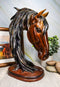 Ebros Cavalier Wild Stallion Horse Bust Sculpture 12.5"H In Mahogany Faux Wood