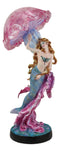 Large 17.25"H Mermaid With Pink Jellyfish Statue With Colorful LED Light