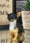 Sitting Lifelike Adorable Deer Head Black And Tan Chihuahua Puppy Dog Figurine