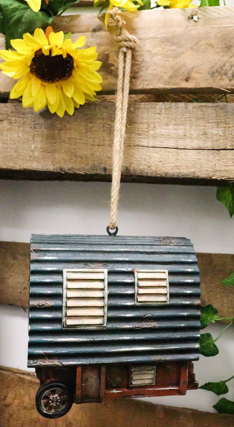 Rustic Western Country Camper Trailer Cabin Birdhouse Tree Hanging Bird Feeder