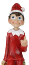 Naughty Christmas Elf Flipping The Bird Sitting On Santa Presents Shelf Figurine