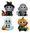 Ebros FurryBone Halloween Characters Skeleton Limited Edition Figurines Set Of 4