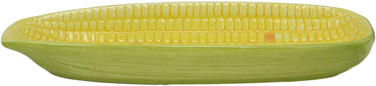 Ebros 8.75"W Ceramic Gourmet Corn Ear Half Serving Plate Small Dish SET OF 2