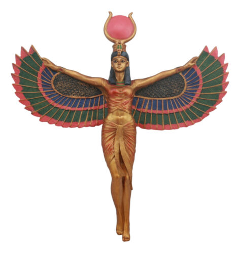 Ancient Egyptian Goddess Isis With Open Wings Wall Decor Isis Ra Deity Plaque - Ebros Gift