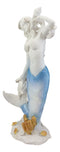 Ebros Capiz Blue Ombre Tail Mermaid With Conch Shell By Sea Coral Reef Statue