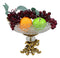 Ebros Gift Vintage Antique Baroque Design Oval Bowl Acrylic Glass Dish 11" Wide Dessert Fruits Footed Platter Stand with Electroplated Gold Vineyard Base Sculpture and Austrian Crystals Centerpiece
