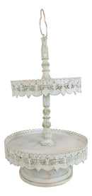 Rustic French Country 2 Tiered Dining Tabletop Metal Food Serving Platter Tray