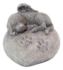 Pet Memorial My Love Sleeping Angle Dog Foot Print Rock Urn Bottom