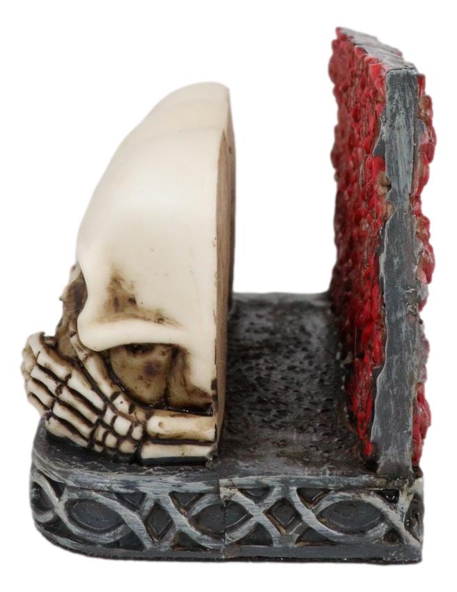 Gothic See Hear Speak No Evil Skulls By Red Roses Business Cards Holder Figurine