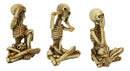 Gothic Necromancy Magic See Hear Speak No Evil Bony Skeleton Figurines Set Of 3