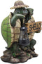 Ebros Tortoise Lovers Solar LED Lantern Light SHELLO Greeting Sign Statue 15"H