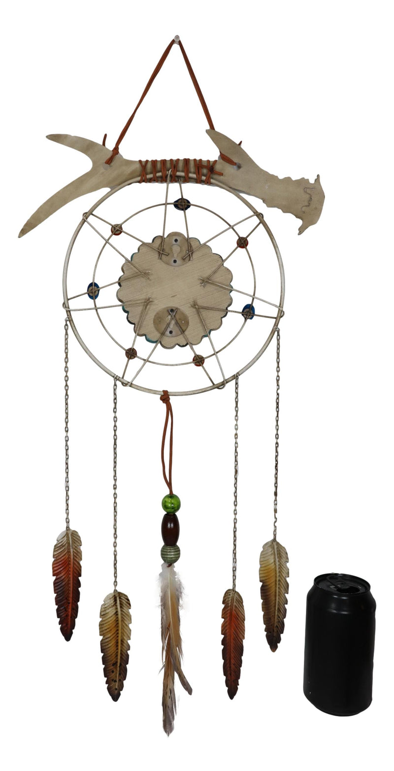 Southwestern Tribal Boho Chic Antler Turquoise Rocks Feathers Wall Dreamcatcher