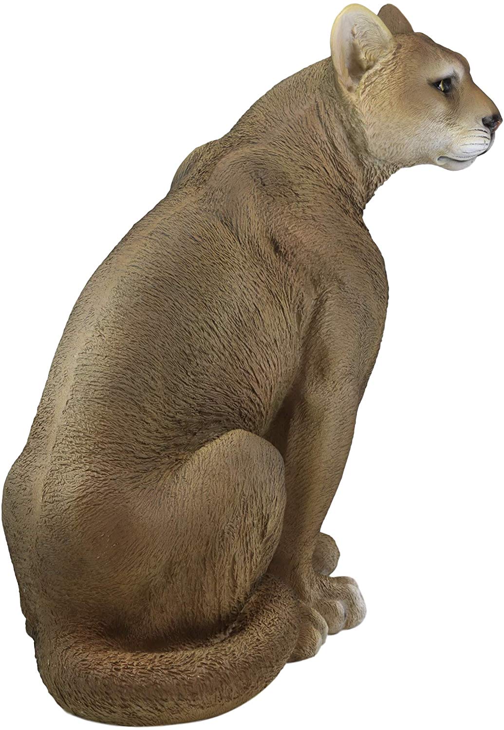 Large Realistic Lifelike Mountain Lion Cougar Sitting in Repose Statue 20" Tall