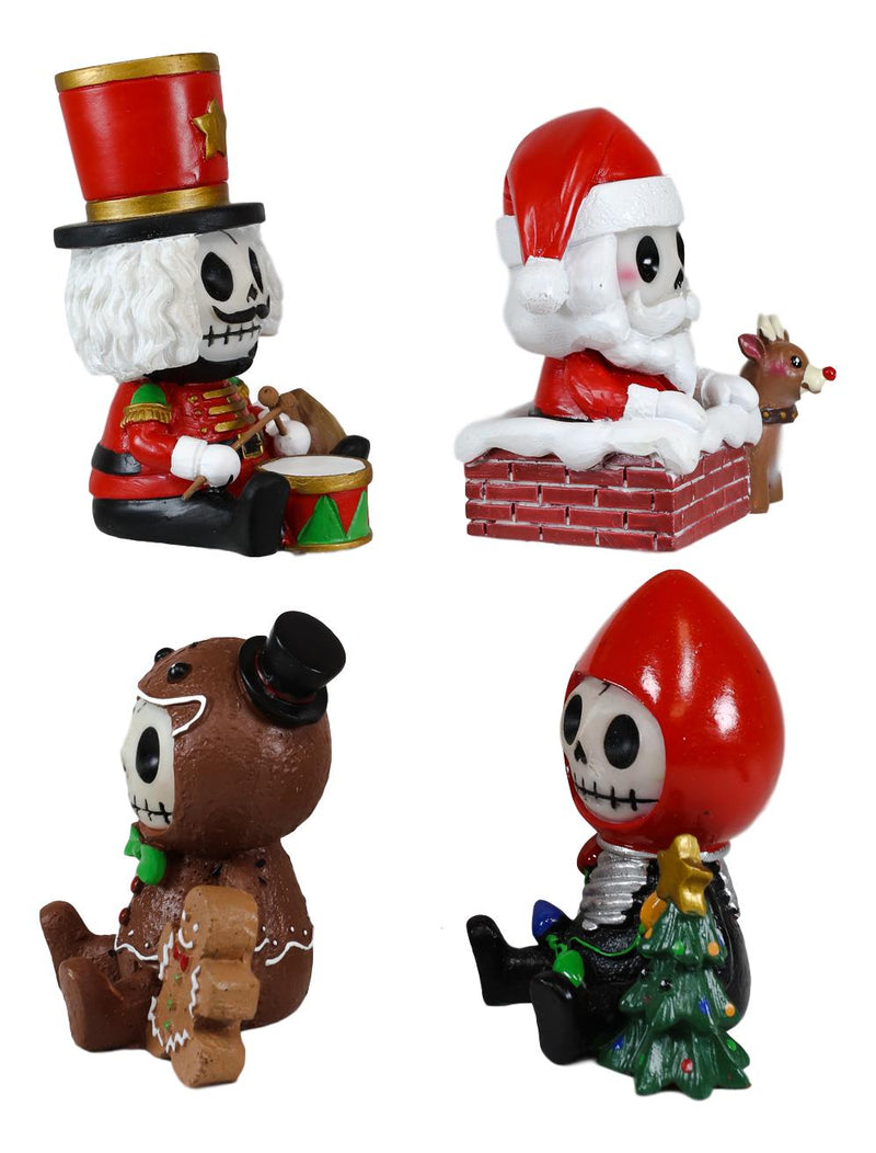 Ebros Christmas FurryBones Characters Skeleton Limited Edition Figurines Set Of 4