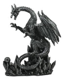 Large Dreamwork Fantasy Obsidian Dragon Statue With Fire Dagger Letter Opener
