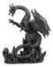 Large Dreamwork Fantasy Obsidian Dragon Statue With Fire Dagger Letter Opener