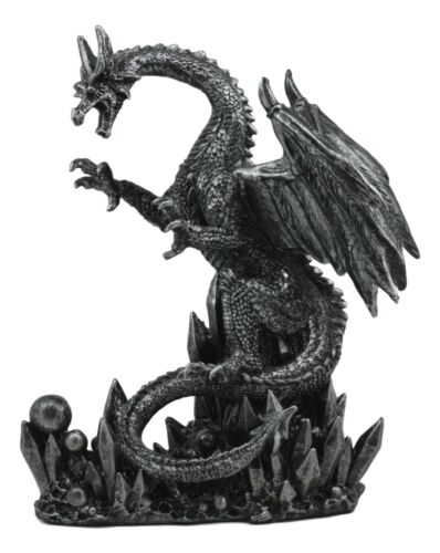 Large Dreamwork Fantasy Obsidian Dragon Statue With Fire Dagger Letter Opener