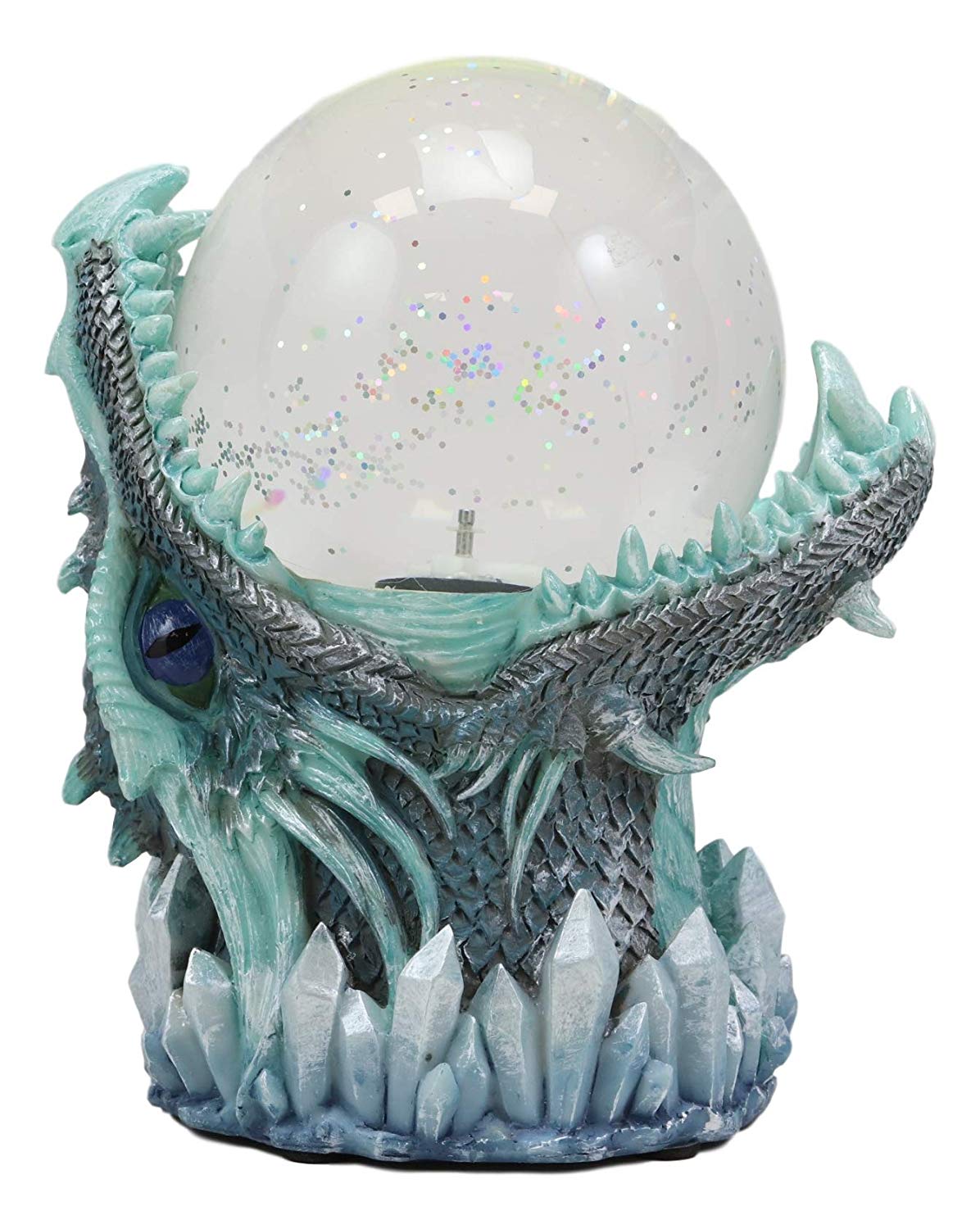 Ebros Blue Frost Dragon LED Night Light Glitter Sparkle Water Globe Storm Ball