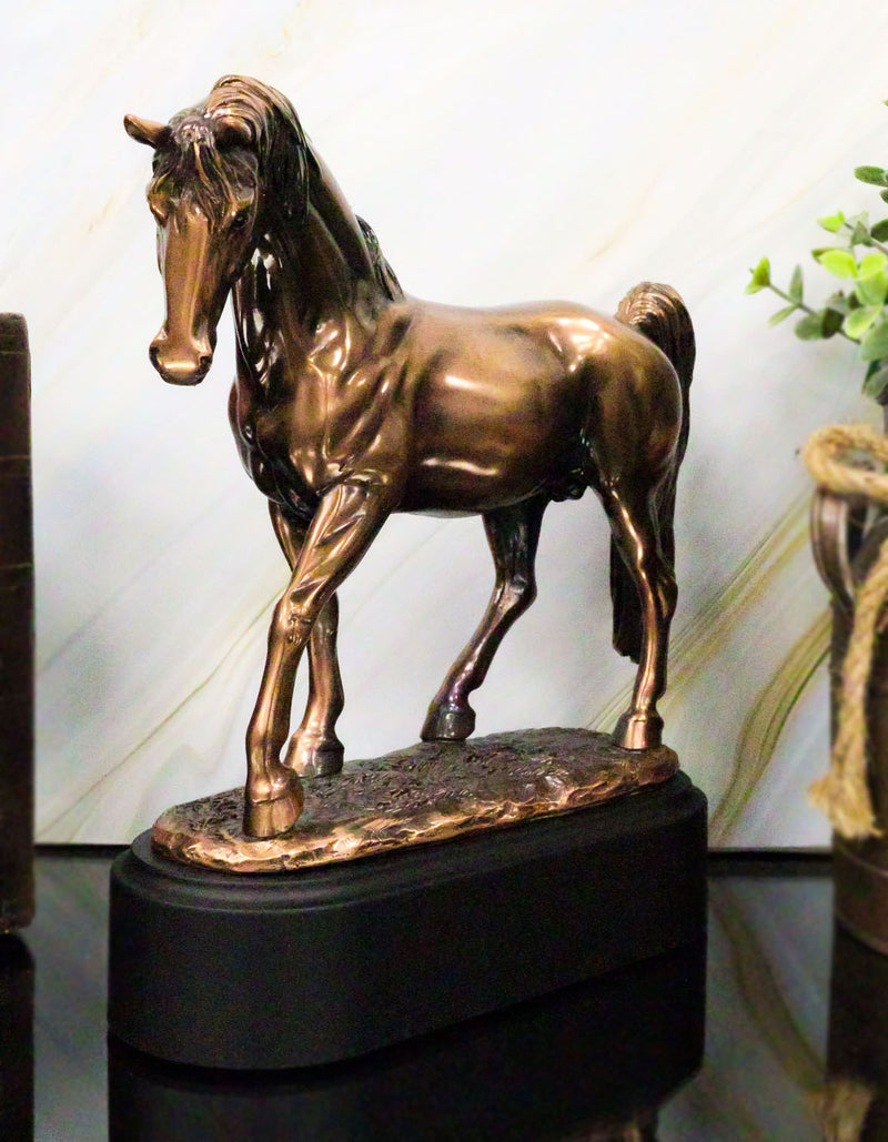 Rustic Western Tennessee Walking Horse Model Stallion Figurine With Trophy Base