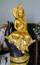 Feng Shui Golden Fire Buddha Gautama Meditating On Black Mudra Hand Figurine