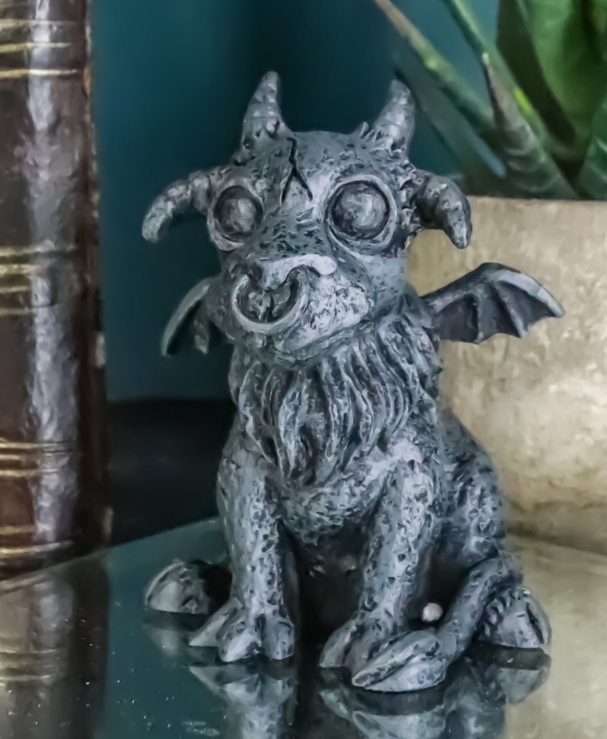 Gothic Winged Guardian Baby Goat Gargoyle Statue Faux Stone Resin Small 2.5"H - Ebros Gift