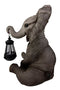 Ebros The Adorable Pachy Elephant Garden Patio Figurine W/ Solar LED Light Lantern Lamp 13.75"H