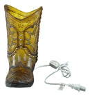 Rustic Western Cowboy Boot Tooled Leather Pattern Acrylic Resin Night Light Lamp