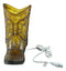 Rustic Western Cowboy Boot Tooled Leather Pattern Acrylic Resin Night Light Lamp