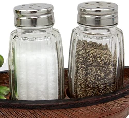 Ebros Glass Salt & Pepper Shakers Holders Containers Set of 2 Units 3 1/8"H