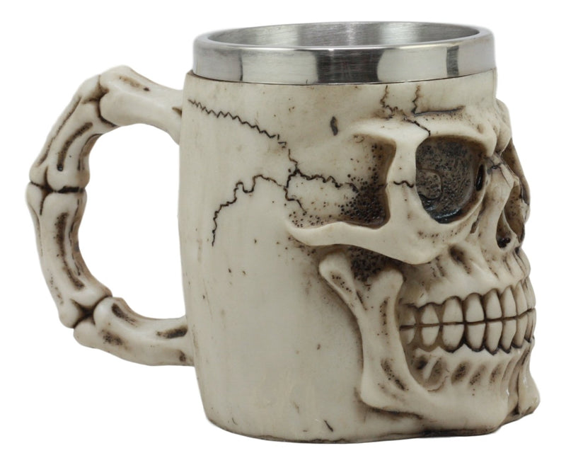 Ebros Mars Roswell Alien Skull Coffee Mug Zorg ET Skeleton Resin Drinking Cup With Stainless Steel Rim Interior