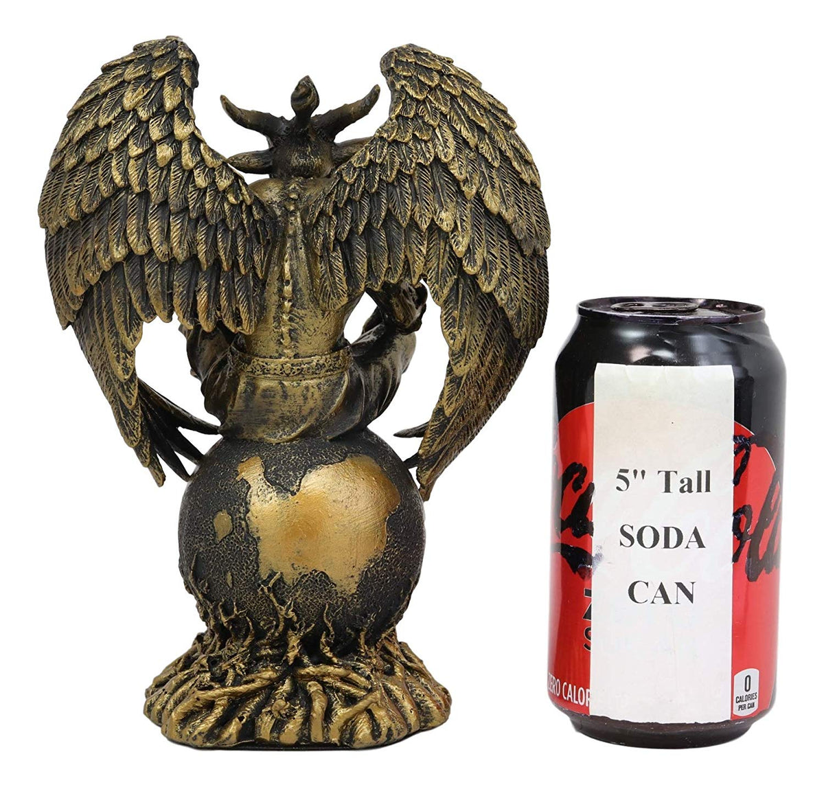 Ebros Gift Sabbatic Goat The Thinker Baphomet Sitting On The Globe Statue 7.75" Tall Baphomet With Pentagram Star Altar Figurine - Ebros Gift