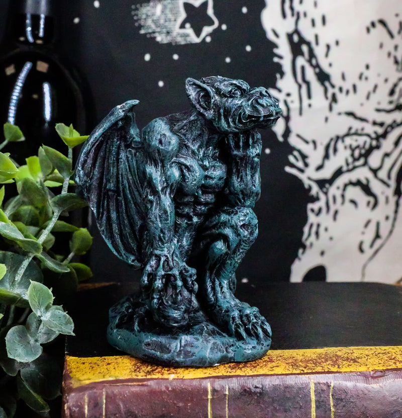 Gothic Winged Gorilla King Kong Prime Gargoyle Crouching Miniature Figurine
