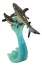 Ebros Marine Great White Shark Mother & Baby Swimming With Ocean Waves Statue