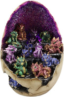Ebros Geode Dragon Egg LED Light Display Stand with 12 Baby Dragons Figurine Set