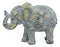 Ebros Silver and Gold Patterned Elephant Statue 5.25" Long Feng Shui Elephant Figurine Symbol of Wisdom Fortune and Protection (Calf Elephant)