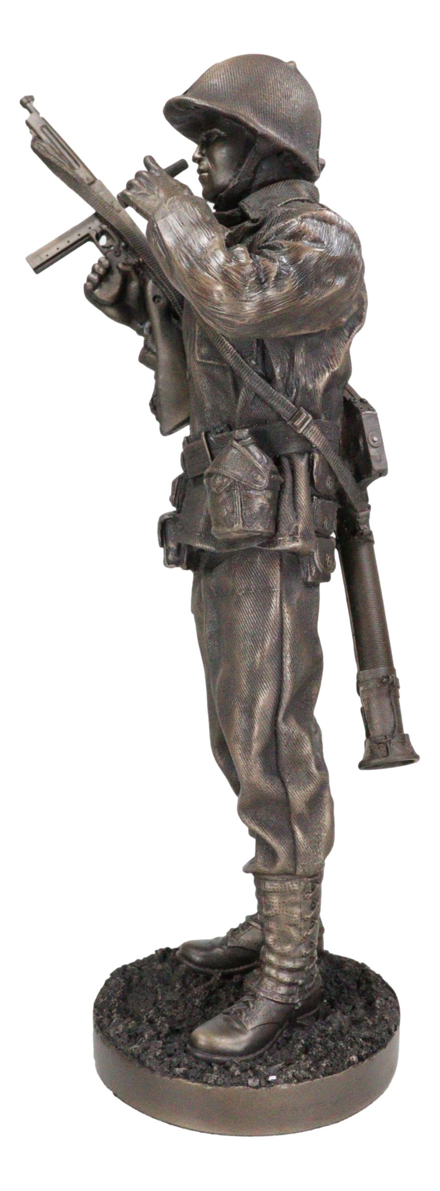 Ebros Military WW2 Staff Sergeant Squad Commander Smoking Cigar Statue Military War Era Soldier Decorative Figurine 13.25"Tall