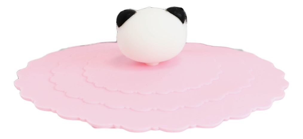 Set Of 4 Pink Giant Panda Reusable Silicone Coffee Tea Cup Cover Lids Air Tight