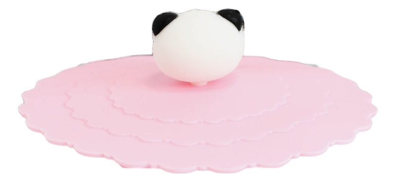Set Of 4 Pink Giant Panda Reusable Silicone Coffee Tea Cup Cover Lids Air Tight