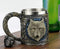 Ebros Alpha Gray Wolf Celtic Tribal Magic Resin 16oz Mug w/ Stainless Steel Rim