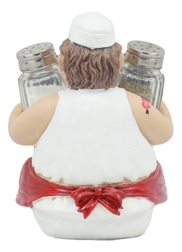 Ebros Bayou Cajun Spice Redneck Chef Salt And Pepper Shakers Holder Figurine 6 1/8"Tall Greasy Cracker Chef Southern Cuisine Decorative Statue Kitchen Home Dining Centerpiece