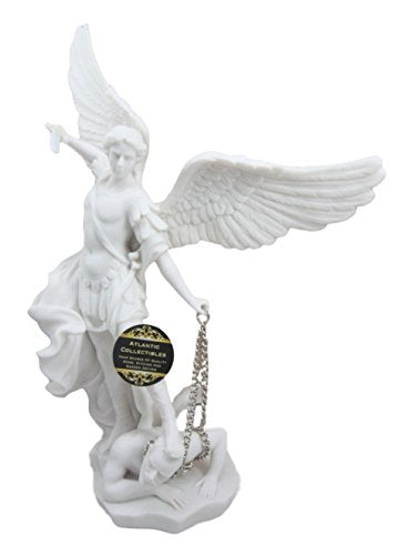 Ebros Archangel Saint Michael Statue 13.5"H Battle Of Armageddon (Off White) - Ebros Gift
