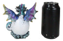 Aqua Blue Iridescent Jeweled Baby Wyrmling Dragon In Crystal Gem Egg Figurine