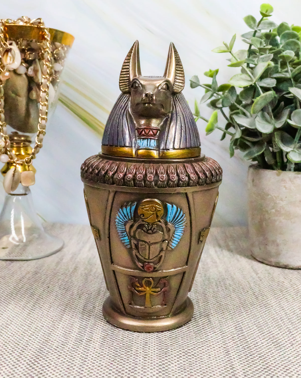 Ebros Egyptian Gods And Deities Duamutef Canopic Jar 5.75"H Four Sons Of Horus - Ebros Gift