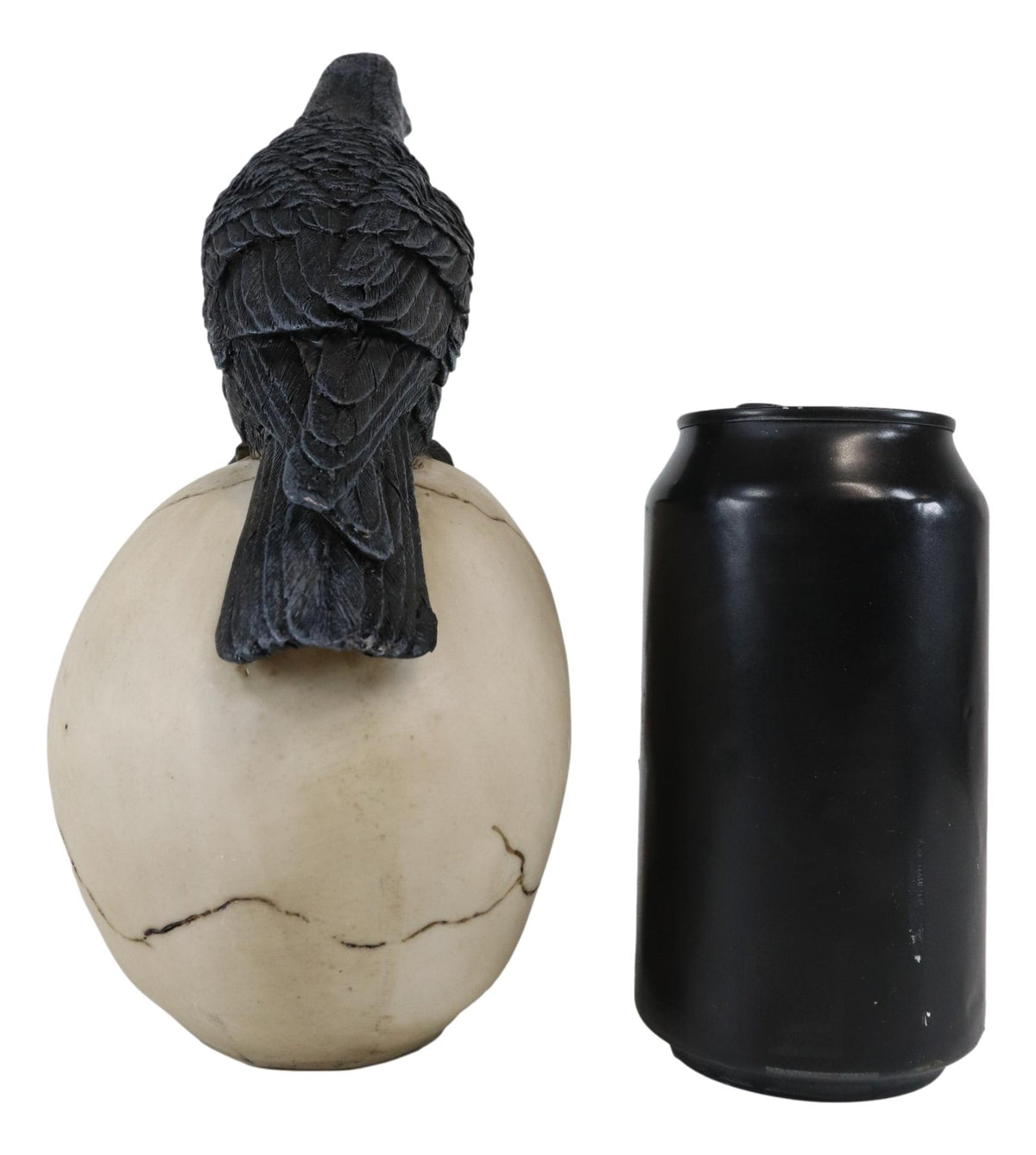 Quoth The Raven Nevermore Black Crow With Red Eyes On Macabre Skull Figurine - Ebros Gift