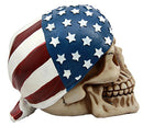 Independence Day Patriotic Skull With US Flag Banner Bandana Decorative Figurine